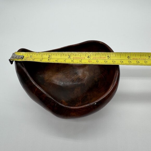Vintage 1989 Artisan made Wooden Bowl Unusual Decor Brown Signed Eclectic Boho - Picture 11 of 11